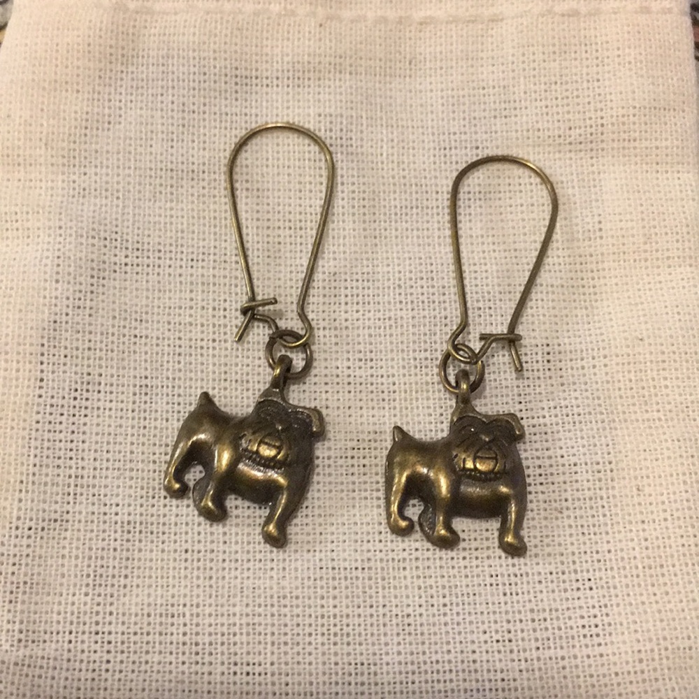 Bulldog Bronze Earrings NEW